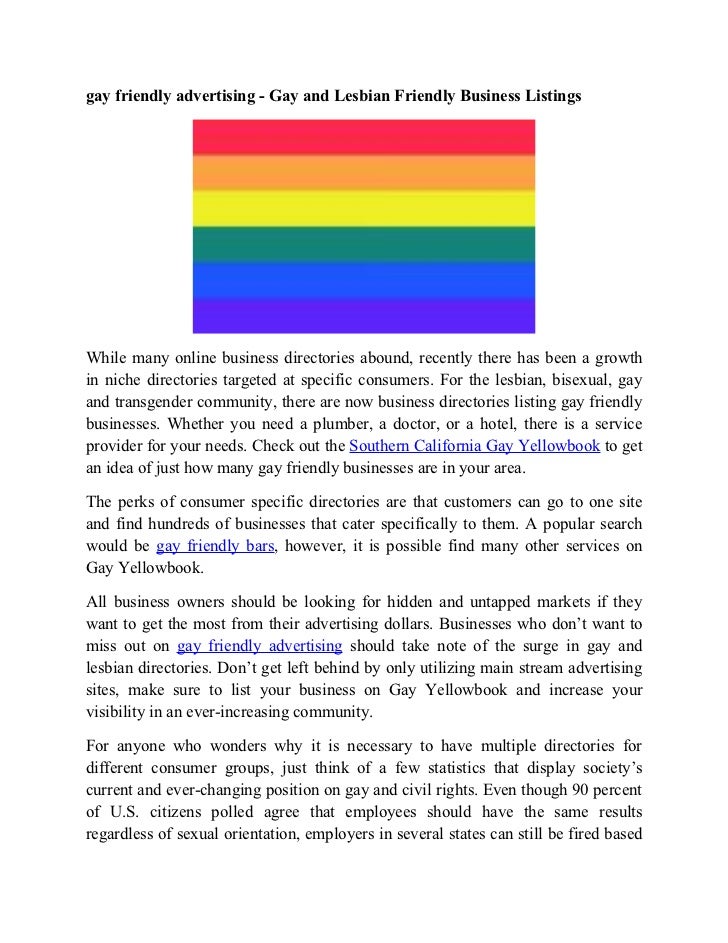 gay friendly businesses Gay friendly businesses